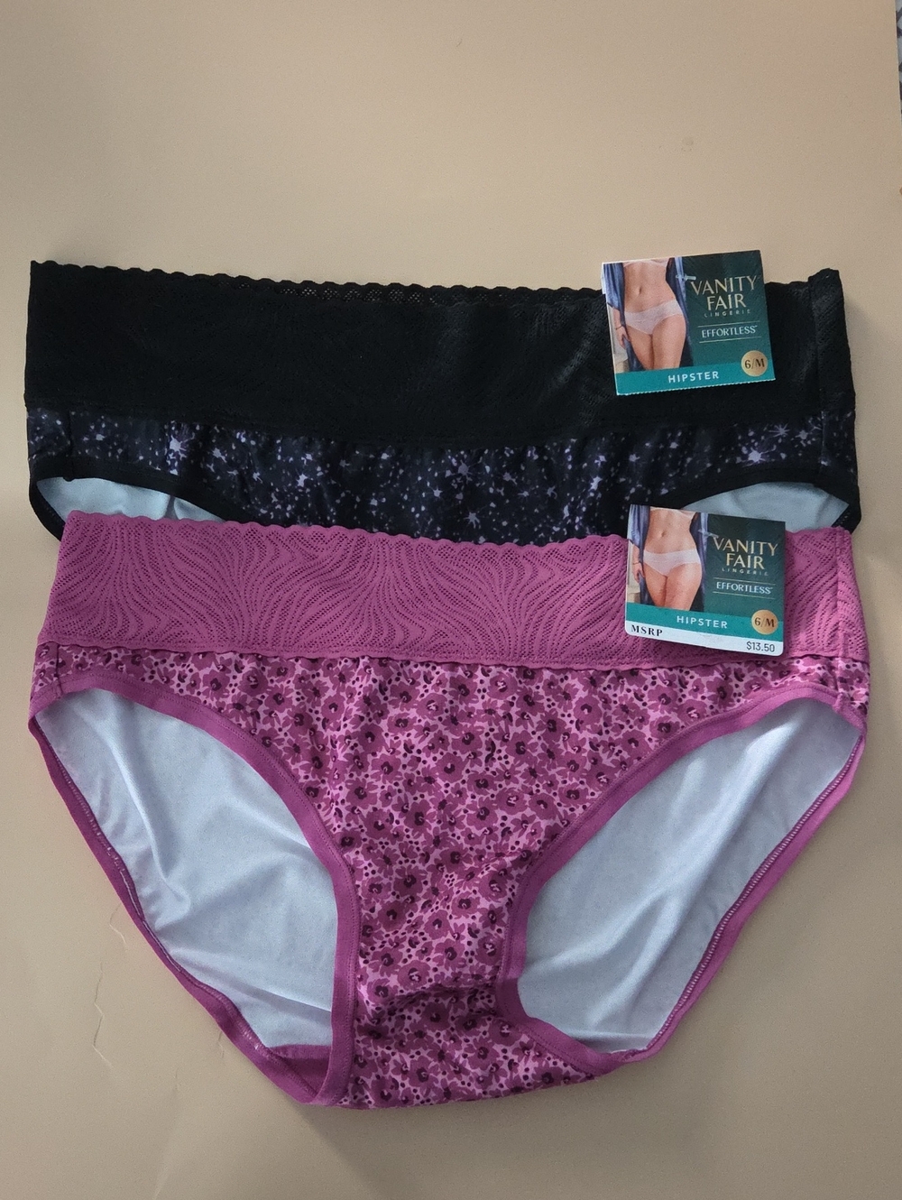 Vanity Fair Effirtless Hipster Panties - Set Of 2 Size 6 M